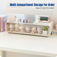 Desktop Transparent Screen Riser Display Rack, Office and Student Desk Organizer Shelf