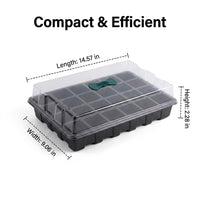 24 Cell Germination Tray Kit, PVC Propagation Trays with Buckle Lid, Drain Holes, Labels & Dibber, Large Green Seedling Nursery for Indoor Gardening