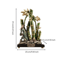 Bamboo Figurine with Stand Gold-Toned Bamboo Ornament Compact for Office