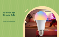 RGB LED Bulb, 16 Colors, Dimmable, E27 Remote, Mood Light