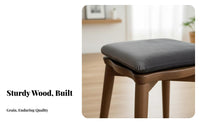 Solid Wood Vanity Stool Rounded Corners Nordic Design Stool Easy to Assemble
