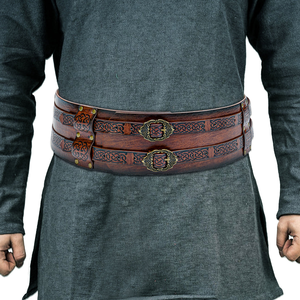 Nordic Viking Style Embossed Wide Belt European Medieval Retro Waist Belt Knight Style Belt