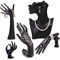 Mannequin Hand Jewelry Display Stand Set for Necklaces, Bracelets, Earrings, and Rings