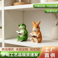 花园树脂摆件青蛙兔子看书户外室内客厅阳台装饰品动物工艺品批发