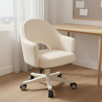 Height Adjustable Rolling Study Chair Comfortable Upholstery Ergonomic Backrest Chair Skin-Friendly Textile Home Furniture Space Saving for Students, Teens, Bedroom