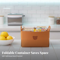 Foldable Felt Tote With Handles Storage Basket Soft and Sturdy for Living Room