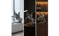 Knight on Horse Statue Metallic-Finish Sculpture Collectible for Bookshelf