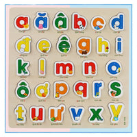 Wooden Alphabet Board with Vietnamese, Russian, Khmer, Arabic Letters and Numbers Puzzle