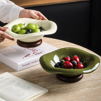Ceramic Fruit Tray Wavy Rim Tableware Elevated Display for Table Presentation
