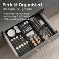 Cutlery Box for Drawers Organizer, Aluminum Alloy Cutlery Insert 46cm, 3 Compartments, for Kitchen and Household