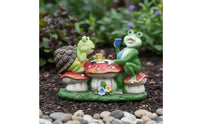 Solar Frog Garden Statue LED Lights Turtle Riding Frog Statue Colorful for Yard