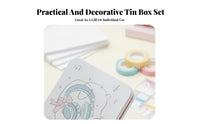 Cartoon Print Tin Case Hinged-Lid Lid Decorative Box Dust-Proof for Students