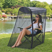 Zippered Bug Net Canopy with Stakes Mesh Outdoor Chair Enclosure with Zipper Breathable Chair Canopy with Bug Net Foldable for Travelers