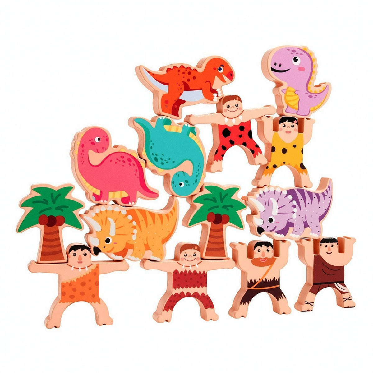 Wooden Stacking Dinosaur Toys Colorful Dinosaur Stacking Game Wooden Balancing Game Educational for Toddlers, Home, Playroom