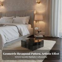 Hexagonal End Table Minimalist Design Nightstand Modern aesthetic geometric hexagon Shape for Entryway
