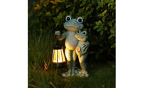 Frog Figurine with Lantern Resin Frog Statue Outdoor for Balcony, Porch