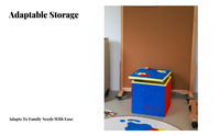 Collapsible Art-Themed Storage Cube Convenient Handles Textile Bin for Classroom