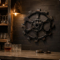 Wooden Gears Wall Decor Antique Look Steampunk GearOrnament Handmade for Cafe