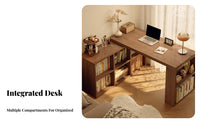 Integrated Storage Extendable Desk with Cabinet Space-Saving Study Table tri-function home layaway Furniture Ample Workspace for telecommuting Workers, Students, Apartment Dwellers, Bedroom, Dorm Room