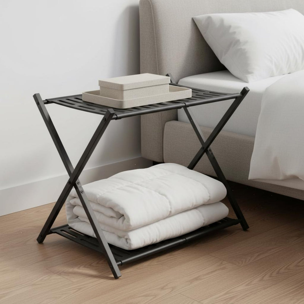Folding Luggage Rack Space-Saving Foldable Luggage Rack Multi-Purpose for Hotel