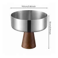 Pedestal Dessert Bowl Food Walnut Wood Pedestal Bowl Modern Look Stainless Steel Dessert Cup for Hotel