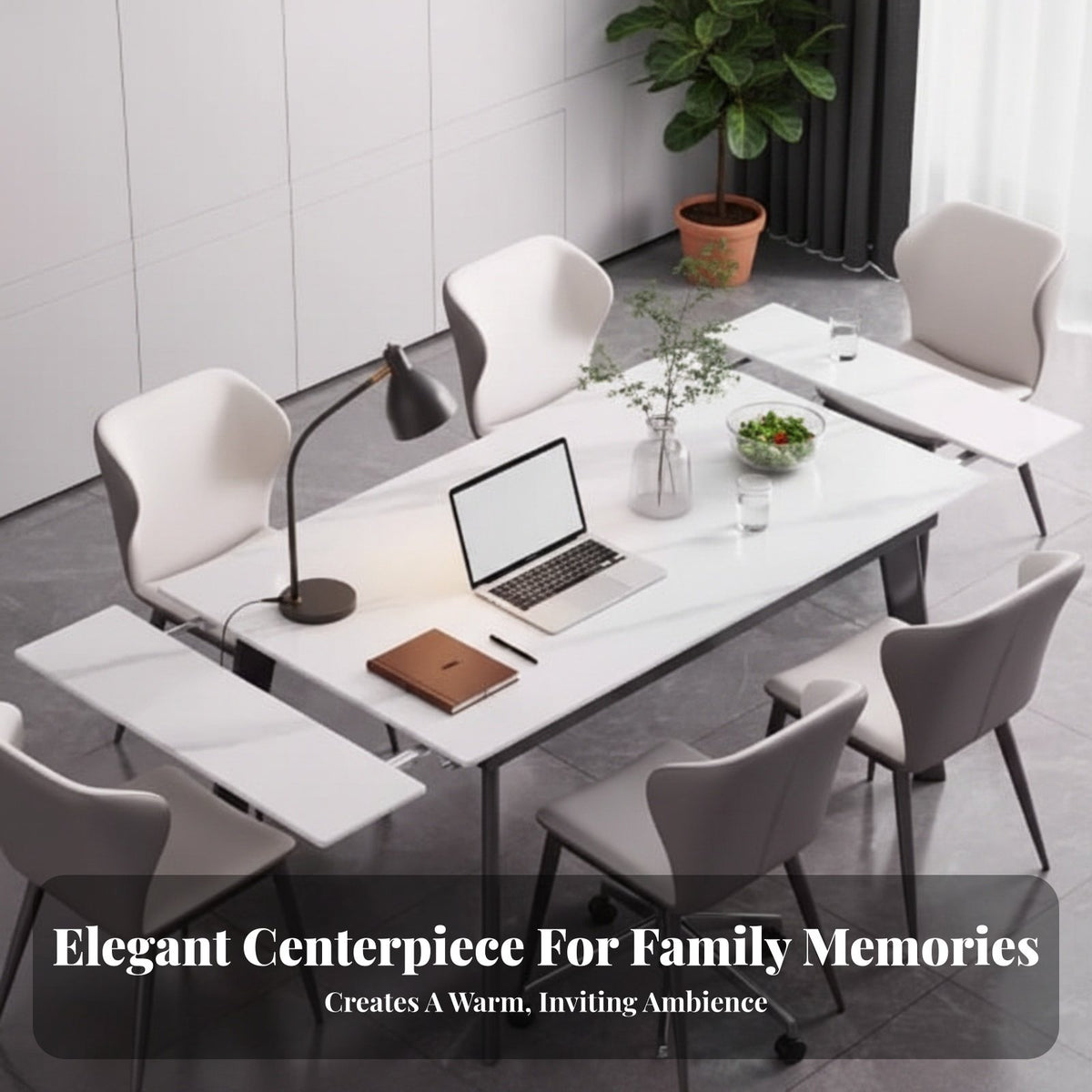 Extendable Top Expandable Rectangular Table Set Modern design Expandable Table and Chair Set Space-Saving Design Dining Room Group Easy to Clean for Apartment Dwellers, Families, Homeowners, Small Living Spaces, Dinner Parties, Kitchen