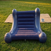 Ribbed Inflatable Rocking Sofa Chair Built-in Handles Kids Rocker Chair Blue for Children