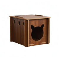 Wooden Square Feline House Ventilated Indoor Feline House Flat Top