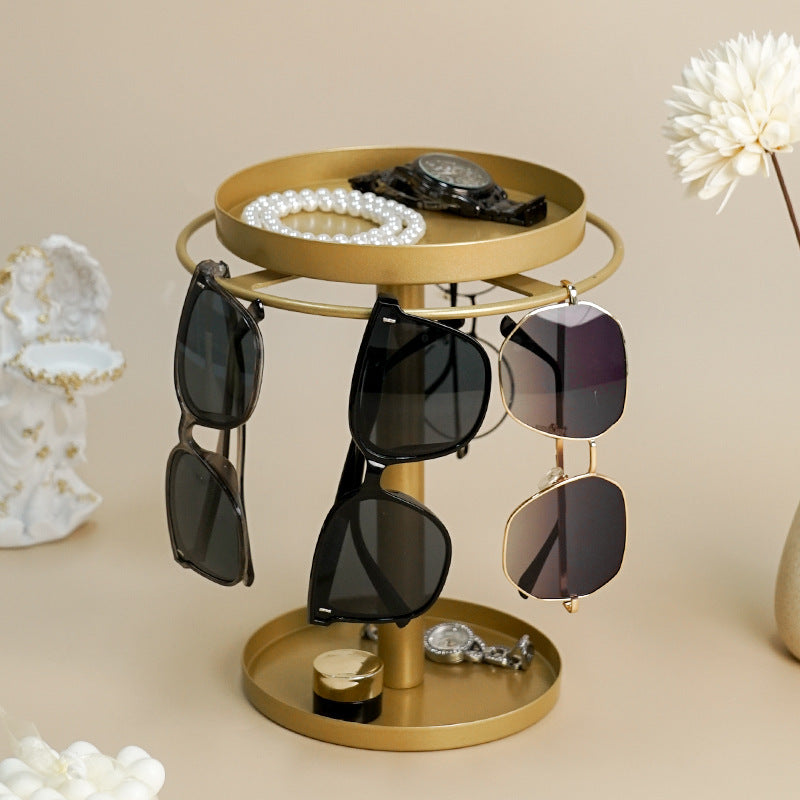 Disassemblable Rotating Eyeglass Display Stand with Storage - Gold, 5-Tier