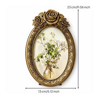 Resin Frame with Oval Opening Classic Oval Picture Frame Old-World Decor for Entryway