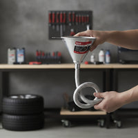 Long-Reach Funnel with Flexible Hose Corrugated Funnel with Bendable Tube Threaded Metal for Mechanics, DIYers, Automotive Maintenance, Motorcycle Repair, Garage