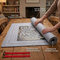 Roll Mat for Puzzles with Felt Material for Up to 3000 Pieces, Portable Space Saving Storage Solution for Adults