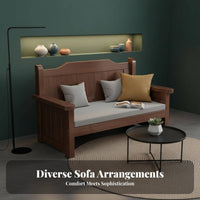 Slatted Frame Sofa Set Minimalist Design Living Room Furniture All-Season Use Thick Seat Cushions for Families, Office Managers