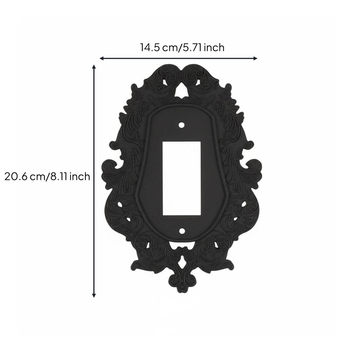 Ornate Light Switch Plate 3D Relief Ornate Baroque Wall Plate Non-Conductive Black Scrollwork Faceplate for Themed Room