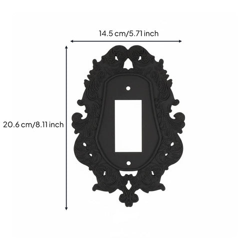 Ornate Light Switch Plate 3D Relief Ornate Baroque Wall Plate Non-Conductive Black Scrollwork Faceplate for Themed Room