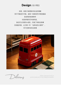 Cartoon Bus Trash Can with Wheels, 12L, Plastic, Press-Open Lid