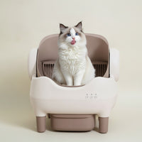 Self Cleaning Automatic Cat Litter Box High-Sided Electric Litter Box Handsunobstructed Pet Toilet Freestanding for Cats, Laundry Room, Balcony, Bedroom