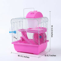 Large Hamster Cage and Luxury Villa, Two Level Rectangular House with Deep Bottom, Wire Mesh Habitat for Little Friends Small animal enclosure