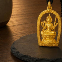 Arched Deity Neckpiece Chunky Golden-Hued Neckpiece Necklace Tarnish Resistant