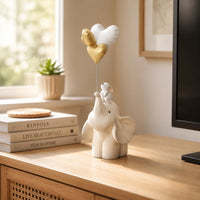 Elephant Statue Heart Balloons Cute Elephant Figurine Easy to Clean for Women