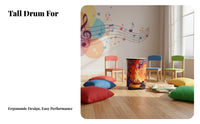 Early Music Education children's Floor Drum Develops Rhythm Sense Patterned Samba Drum Easy to Play Percussion Instrument Supports Fine Movement Skills for Preschoolers, Toddlers, Educators, Preschool, Classroom, Playroom, Family Activities