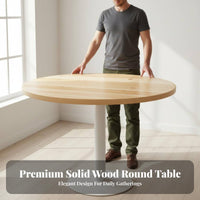 Large Round Dining Table with Built-in Rotating Turntable Wooden Top Foldable Design Portable Round Event Table Durable Fir Wood Construction Suitable for Family Gatherings Restaurants Banquets Conferences Home Decoration