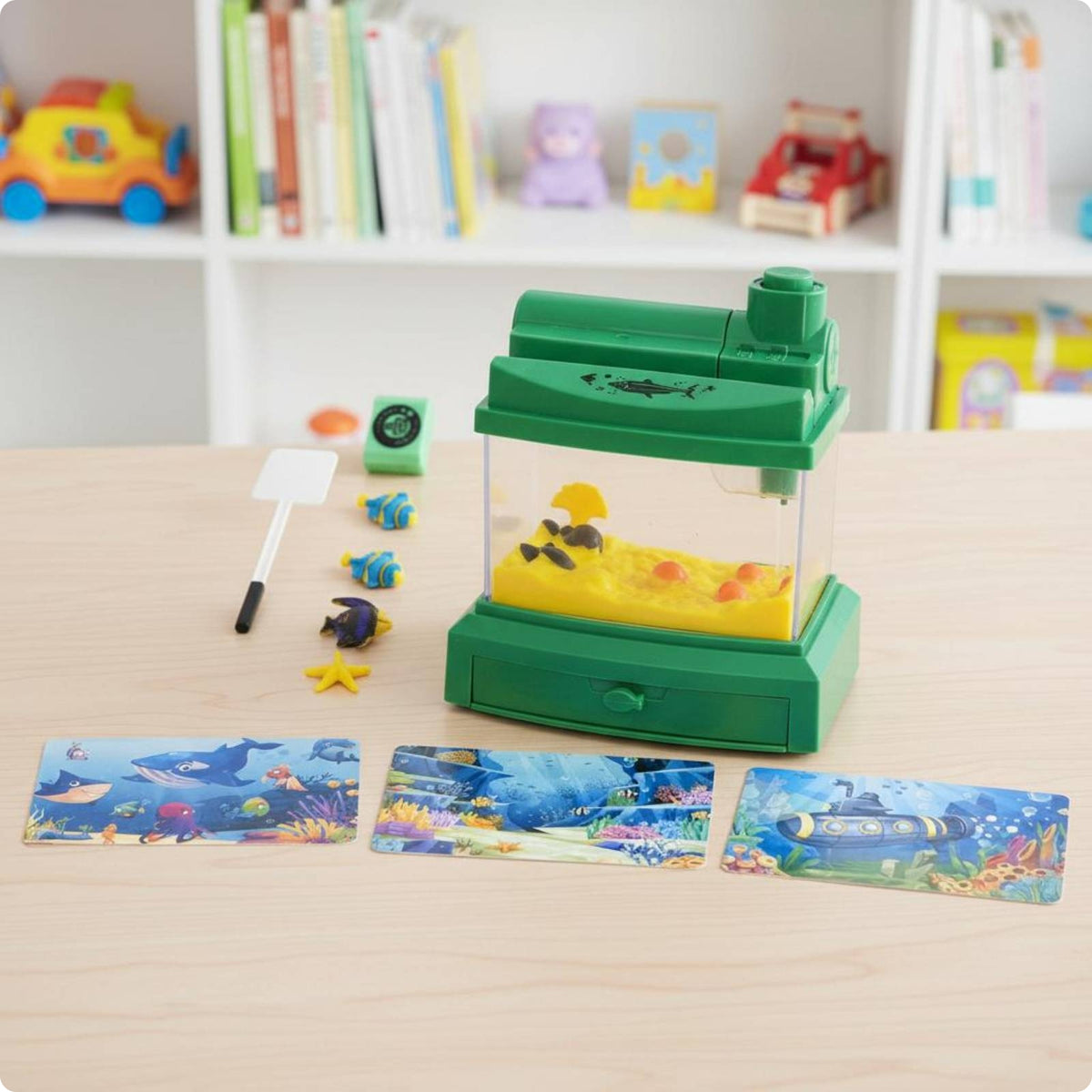 Children's Fishing Aquarium Game Maintenance Mini Aquarium Toy Realistic Artificial Fishes Tank for Indoor