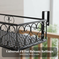 Hanging Railing storage rack areaSaving Balcony Shelf mesh Design for Fence, Gardeners