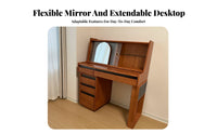 Nordic Design Vanity Set with Side Cabinet Vintage visual appeal Dressing Table Integrated Storage Makeup Desk Space-Saving for Apartment Dwellers, Adults, Teenagers, Small areas, Home, step-in Closet