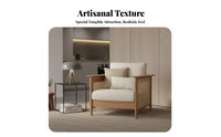 Japanese Japanese-inspired design Rattan-accentuationed Furniture Set Woven detailing Rattan Panel Wooden Couch Modern Minimalist Design Sofa sturdy Wood Frame for Apartment Dwellers, property owners, Interior Designers, Living Room, Sunroom, Office