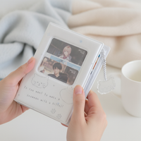 Cute Winter Cat Mini Photo Album for 3-inch Instax Cards, Kpop Photocard Holder, 40-Pocket Storage Book