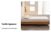 Headboardless levitating Bed Frame Nordic Design low-height Bed Frame Japanese design sensibility Bedroom Furniture for Apartment Dwellers, partners, Guest Room