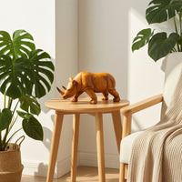 Animal Ornament Figure Wood Grain Statue Base Standing Pose for Desktop, Shelf