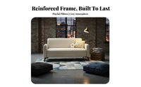 Comfortable Seating 2 Seater Textile Sofa Elegant Design Small Apartment Couch Sturdy Construction 2 Seater Sofa Deep Seat for Renters, Couples, Students, Bedroom, Reception Area, Closed Ice, Balcony